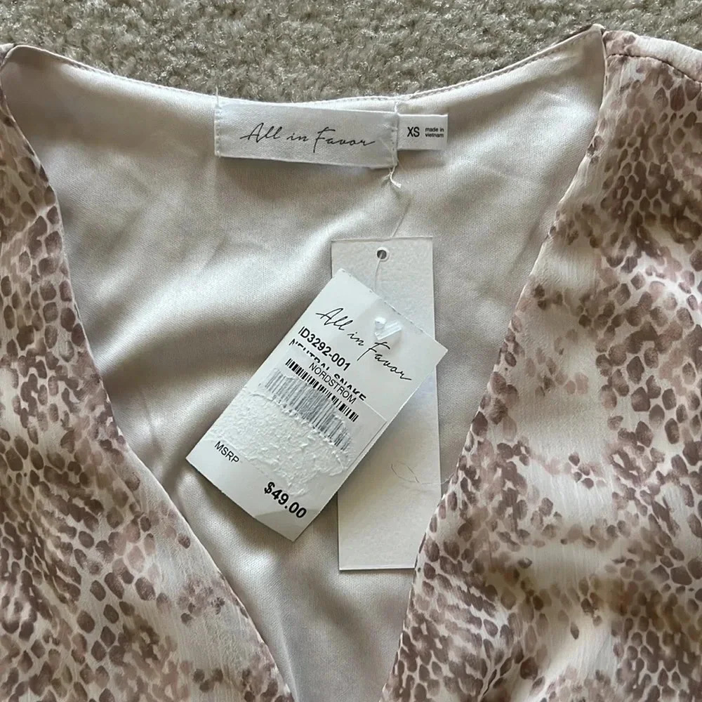 NWT All In Favor blush snakeskin wrap mini dress - Picture 8 of 11